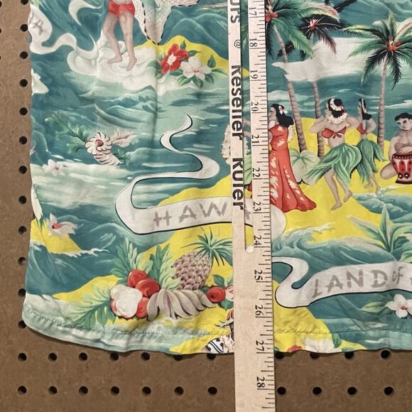 VTG Hale Hawaii Shirt Mens Green Yellow Medium Land Of Aloha Hawaiian Hula 1950s - Picture 10 of 10